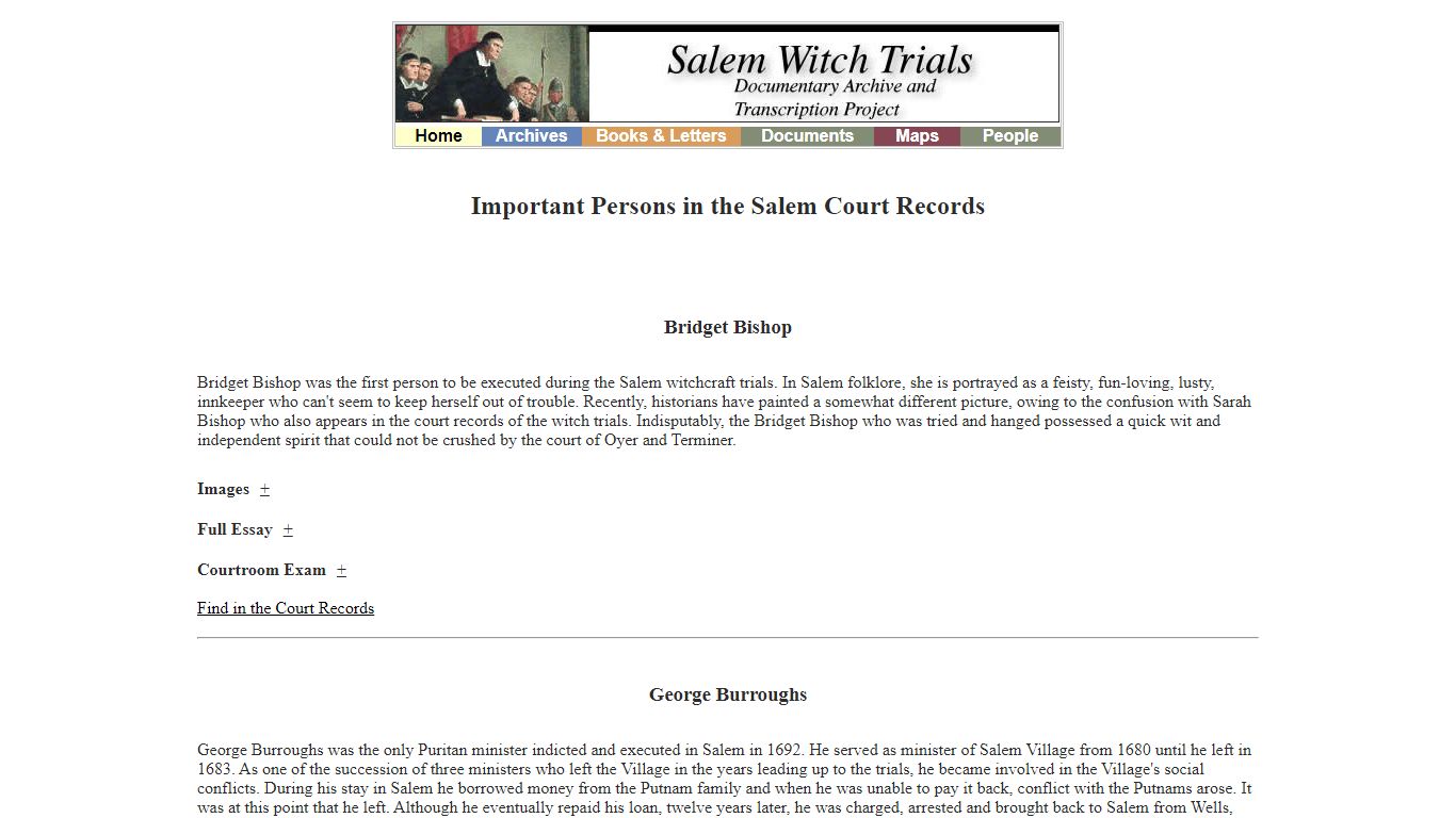 Important Persons in the Salem Court Records